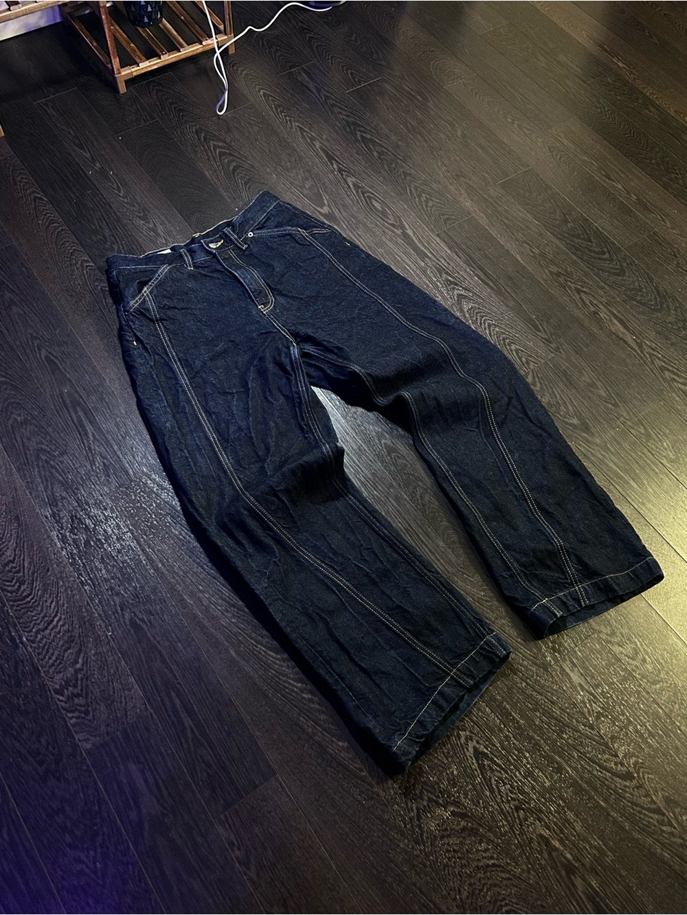 Y2K Zara Men's Dark Blue Denim Jeans Baggy